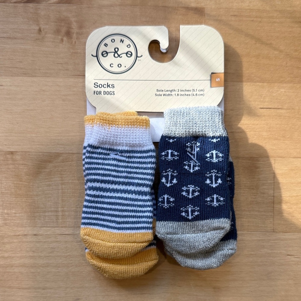 Bond & Co. Navy Anchor & Yellow-Accented Dog Sock Set